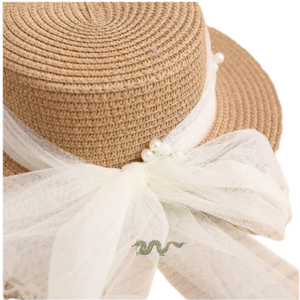 Venta al por mayor suave femenino encaje Boater sombreros de paja conveniente para diario al aire libre viajes Casual verano playa/Picnic estilos papel paja - Product Image 3