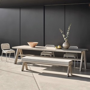 Luxury Nordic Solid Teak Wood Outdoor <b>Dining</b> Table Chair <b>Set</b> Modern Portable <b>Folding</b> Patio Furniture Waterproof Sun Proof Garden - Product Image 2