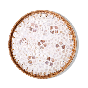 Bandeja de ratán redonda hecha a mano para servir comida con incrustaciones de nácar, nuevo patrón para decoración del hogar y la cocina, venta al por mayor de Vietnam - Product Image 3