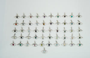 925 argent sterling massif à facettes topaze blanche style oeil mois d'avril pendentif pierre de naissance - Product Image 5