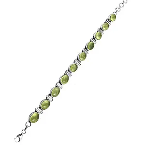 Pulsera de Plata de Ley con Cuentas para Mujer, con Gema de Peridoto Verde en Engaste Biselado, Resistente al Deslustre, Cierre Seguro - Product Image 1