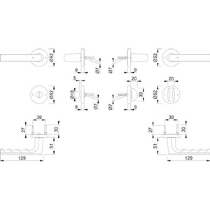 Hamburg 1700/42KB/42KBS Aluminum Rosette Set Round SK/OL DIN Left/Right D/D HOPPE for Blinds <b>Shades</b> & Shutters Model F9714M - Product Image 3