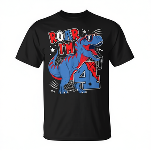 Maglietta a Tema Ragno per il 4° Compleanno dei Bambini di 4 Anni, T-Shirt Promozionale per Feste di Compleanno - Product Image 2