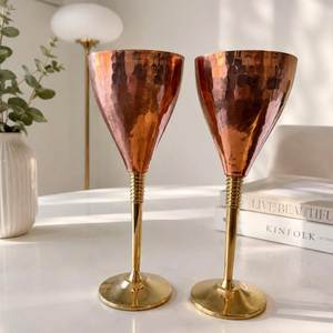 Verre à vin en cuivre et laiton, à pied rond en métal, pour bar, mariage, fête, cocktail, verre à vin rouge - Product Image 2