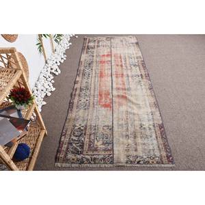 Alfombra turca Vintage clásica Beige 3.1x8.2ft Material de piel de lana de felpa hecho a mano Patrón de retazos Respaldo de látex Comedor Eco - Product Image 4