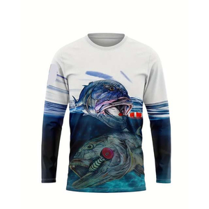 Camisas de Pesca Deportivas Personalizadas para Hombre con Logotipo, Camisas de Pesca para Exteriores con Estampado por Sublimación, de Poliéster y Elastano que Absorben la Humedad - Product Image 1