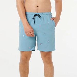 Shorts de bain en toile extensible pour hommes, de marque, respirants, taille mi-haute, séchage rapide, unis, avec cordon de serrage - Product Image 2