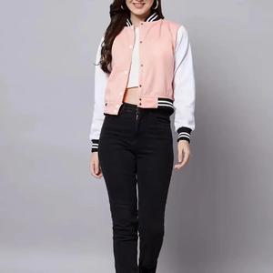 เสื้อแจ็กเก็ตตัวสั้นสำหรับผู้หญิงเสื้อแจ็กเก็ตเบสบอลขนสัตว์และหนังสำหรับผู้หญิงแขนยาว - Product Image 3