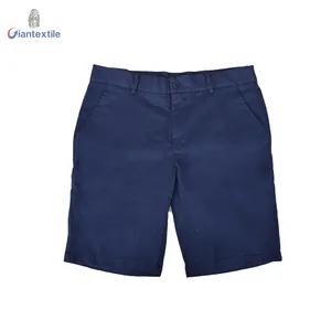Men's Summer Wear Shorts Navy Solid Garment Dye Fabric Cotton Elastane Smart Casual Shorts For Men