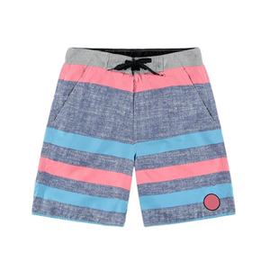 Short de bain rayé Colorblock pour homme Maillot de bain d'été à séchage rapide avec cordon de serrage à la taille et patch en option avec logo - Product Image 1
