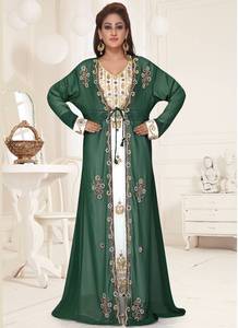 Último hecho a mano Dubai Jilbab exclusivo pesado con cuentas Abhaya Kaftan para boda Dubai marroquí Vestido de estilo musulmán - Product Image 3