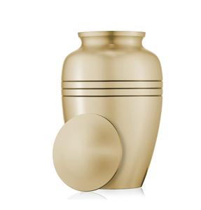 โกศที่ระลึกการเผาศพสําหรับผู้ใหญ่สําหรับเถ้ามนุษย์ทองที่มีแถบสีดําทองเหลืองโกศงานศพพร้อมถุงกํามะหยี่ - Product Image 1