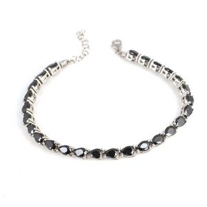 สร้อยข้อมือเงินแท้ 925 ประดับพลอยออนิกซ์ทรงหยดน้ำขนาดเล็ก ลายหยดน้ำ - Product Image 3