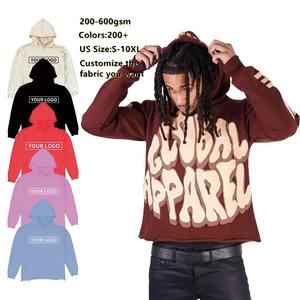 Sweat à capuche personnalisé vieilli lourd 100% coton pour hommes surdimensionné Vintage lavage à l'acide goutte épaule soleil délavé Look délavé surdimensionné - Product Image 6