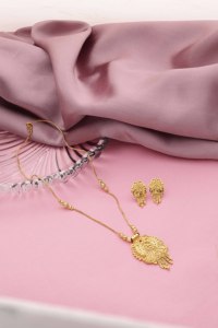 Elegant <b>Gold</b> Plating Copper Brass Long Necklaces Set Chapado En Oro Laminado Wedding and Gift Jewelry - Product Image 2