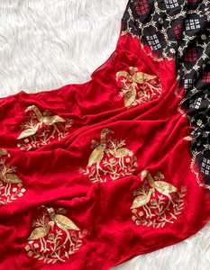 ผ้าจอร์เจียที่สวยงามพร้อมเลื่อมสำหรับผู้หญิงส่าหรีทำงานแฟชั่นจากอินเดีย - Product Image 6