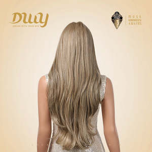 Xavia-DWY Glueless Synthetic <b>Wig</b> Transparent Lace Front Long Blonde Wavy with Middle Part - Product Image 3