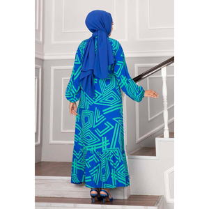 Robe Hijab Boutonnée en Viscose Vert - Product Image 3