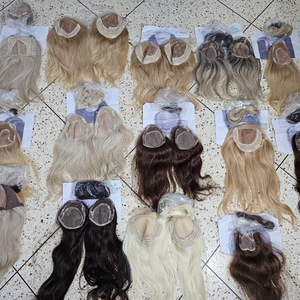 Topper de cheveux européen personnalisé en cheveux vierges Remy pour femmes, mono fin, double trame, prêt pour la permanente, à fixer par ruban adhésif, cheveux teints - Product Image 6