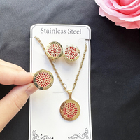 Clip d'oreille en acier inoxydable de luxe pour femmes et filles, ensemble de bijoux en diamant, bague et collier, ensembles de bijoux tendance