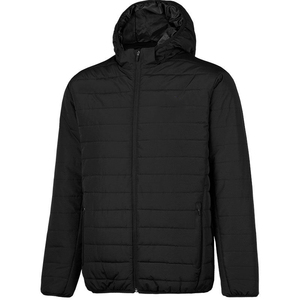 Chaqueta acolchada de plumón negra con estampado personalizado de alta calidad para invierno, a prueba de viento, calentada, talla XL, cuello con capucha, tela brillante de invierno OEM - Product Image 1