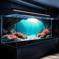 Autocollant de fond d'aquarium Récif Corallien Monde Sous-Marin HD Papier Peint pour Aquarium Auto-Adhésif en Plastique Durable Léger Boîte