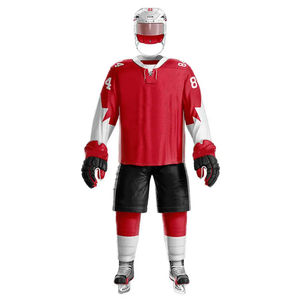 Diseño personalizado 100% Poliéster Malla Hockey sobre hielo Jersey Popular Uniforme rojo con nombre del equipo Ropa de hockey personalizada Haus Industries - Product Image 6