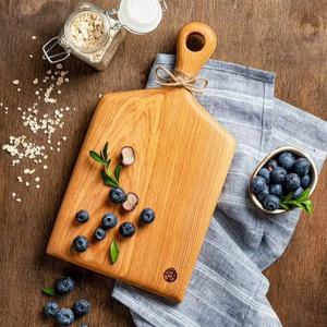 Planche à découper en bois de cuisine plateau de service avec rainure à jus pour hacher la viande fromage légumes - Product Image 1