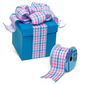 Ruban en organza floral en polyester et soie avec fil métallique pour les fêtes d'anniversaire et de Noël, pour l'emballage de cadeaux - Product Image 1