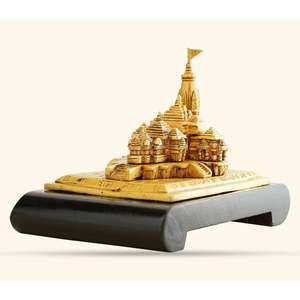 Indian Art Villa Handcrafted 6.5 Inch Width Brass Ram <b>Mandir</b>/Temple Ayodhya Model 3D Replica Traditional Wooden Bamboo Craft - Product Image 6