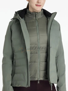 Chaqueta impermeable para montar a caballo personalizada para mujer 2025, venta al por mayor, chaqueta ecuestre elegante de tela elástica transpirable de primera calidad para mujer - Product Image 3