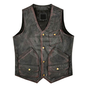 Nouvel Arrivage – Gilet en Cuir Véritable pour Homme, Col en V, Décontracté, Hiver, Respirant, Personnalisable – En Promotion ! - Product Image 1