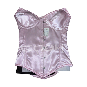 Corsé Sexy para Mujer, Color Rosa Satinado, Escote Corazón, Copas con Aro, Cierre Frontal con Broches - Product Image 6
