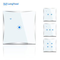 Interrupteur intelligent Langyeao pour TUYA, norme EU/UK, commande tactile sans fil, compatible Google Alexa, fonctionnalités de l'application Smart Life, panneau tactile