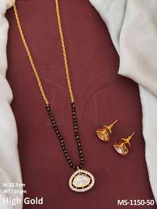 Joyería de moda Diseño de forma de diamante inverso Piedras completas Accesorios de joyería Kundan Conjuntos de joyería para mujer Kundan Mangalsutra - Product Image 3