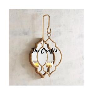 Ensemble de deux bougeoirs muraux en fer et en miroir, couleur noire, bougeoirs muraux à prix abordable - Product Image 4