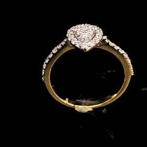 14K or jaune 0.39 TCW taille brillant diamant bague de fiançailles Halo pavé bande exquis luxe romantique bijoux spécial - Product Image 2
