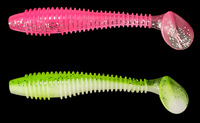 Usine en gros appât souple ver t-queue asticot perche leurre de pêche bicolore 5.5cm 7.5cm rivière lac perche pêche appâts de natation