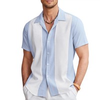 Chemise de bowling vintage pour hommes à manches courtes, chemise de plage cubaine classique d'été boutonnée