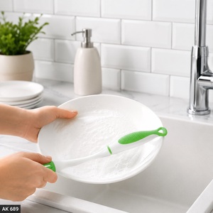 Soft Oval Dish <b>Brush</b> with Ergonomic Handle PP TPE Kitchen Cleaning <b>Brush</b> for Sink Plates Pans <b>Bottles</b> Home Use - Product Image 2