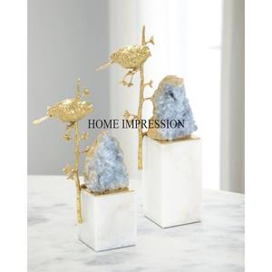 Tendance motif arrivée accrocheur Look haute qualité métal plaqué or oiseaux assis sur des branches Designer Sculpture - Product Image 1