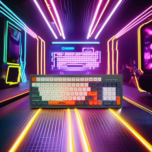 Jedel Wired Lighting Membrane Keyboard 3-Color Keycap Multimedia Function English Language Red Axis Switch for Gamer