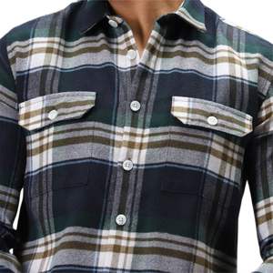 Chemise à carreaux en coton brossé modeste Tissu doux Manches longues Design à carreaux intemporel pour une tenue décontractée de tous les jours - Product Image 6