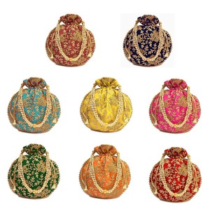 Indian Pakistani Style Embroidered Potli Bag Pouches for Haldi Mehendi Sangeet Return <b>Favor</b> New Year Christmas Jewelry Guest - Product Image 2