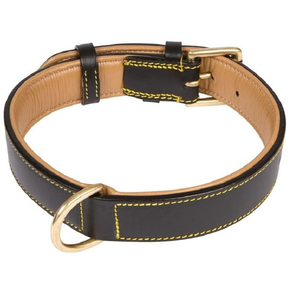 Collier en cuir noir de qualité supérieure, rembourré, finition en cuir pour chien, design simple et luxueux, pour grands chiens, durable, respirant, écologique - Product Image 2