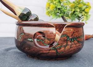 Cuenco para hilo de madera, figura de Lichtenberg, de resina y madera, grande, para tejer con ganchillo, con cuenco de almacenamiento gratuito - Product Image 3