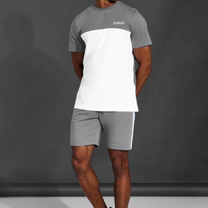 Comfortable Cotton Breathable Cotton Two Piece Man Color Block T-shirt And Short <b>Set</b> Summers Wear Two Piece <b>Twin</b> <b>Sets</b> - Product Image 4