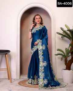 Heavy Designer Indian Traditional Wear Heavy Georgette Saree con bordado pesado Codificación de múltiples hilos y lentejuelas Trabajo Saree - Product Image 2