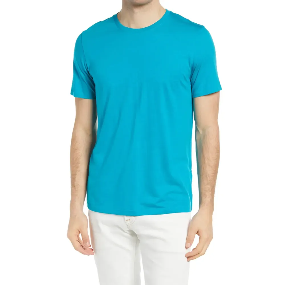 Hoge Kwaliteit Custom Effen Peruaanse Pima 100% Katoenen T-Shirt Verkocht Tweekleurig Slim Fit T-Shirt Korte Shirts Voor Mannen