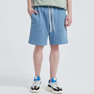 Pantalones cortos de algodón de cintura media para hombre de High Street, transpirables, antiarrugas, cintura elástica, bolsillos con cierre, sólido, ecológico, listo para OEM - Product Image 1